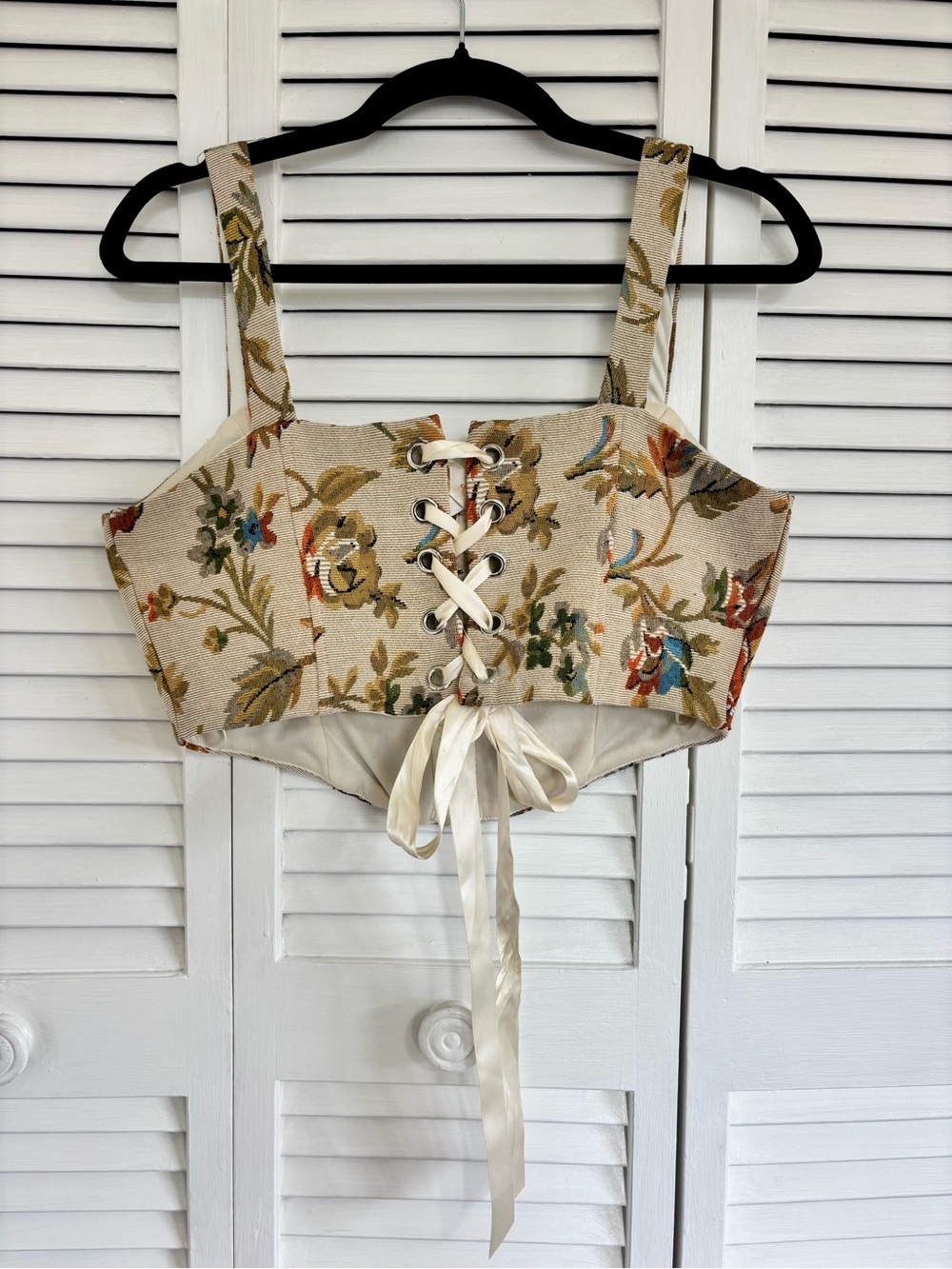Woodland Leaf Patterned Corsette Bustier Top L  Fairycore Femme Enchanting